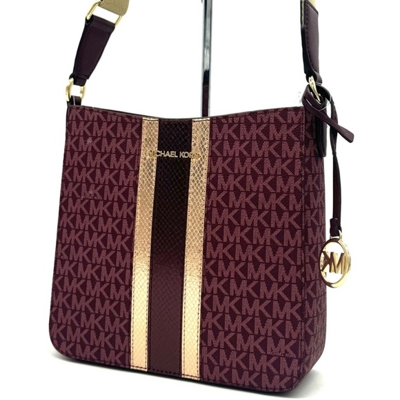 Michael Kors Jet Set Travel Small Signature Logo Messenger Bag Ox Blood